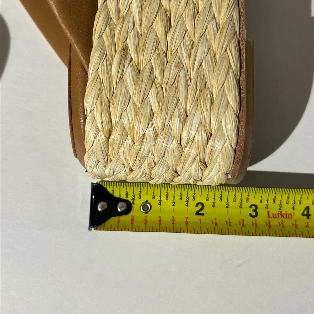 Andre Assous Calesa wedge sandals camel leather espadrilles platforms sz 39 NEW!